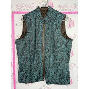 Vest reversible Lacie look Teal and Brown Florals Jacquard Reversible Vest